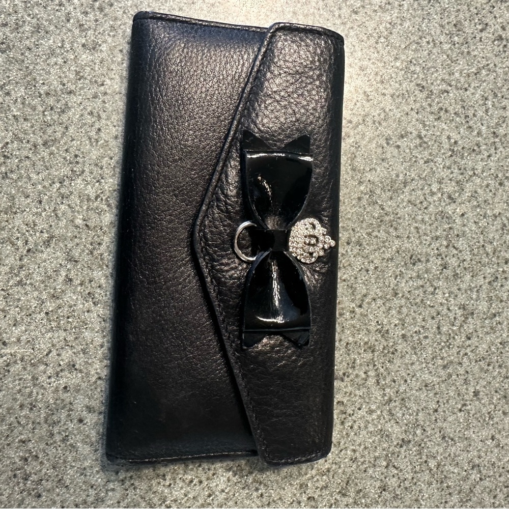 My Flat in London Leather Wallet with Bow and Crown Detail